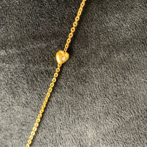 Kirks Folly cherub heart pendant necklace crystal heart charm gold tone 33" chai - Picture 7 of 10